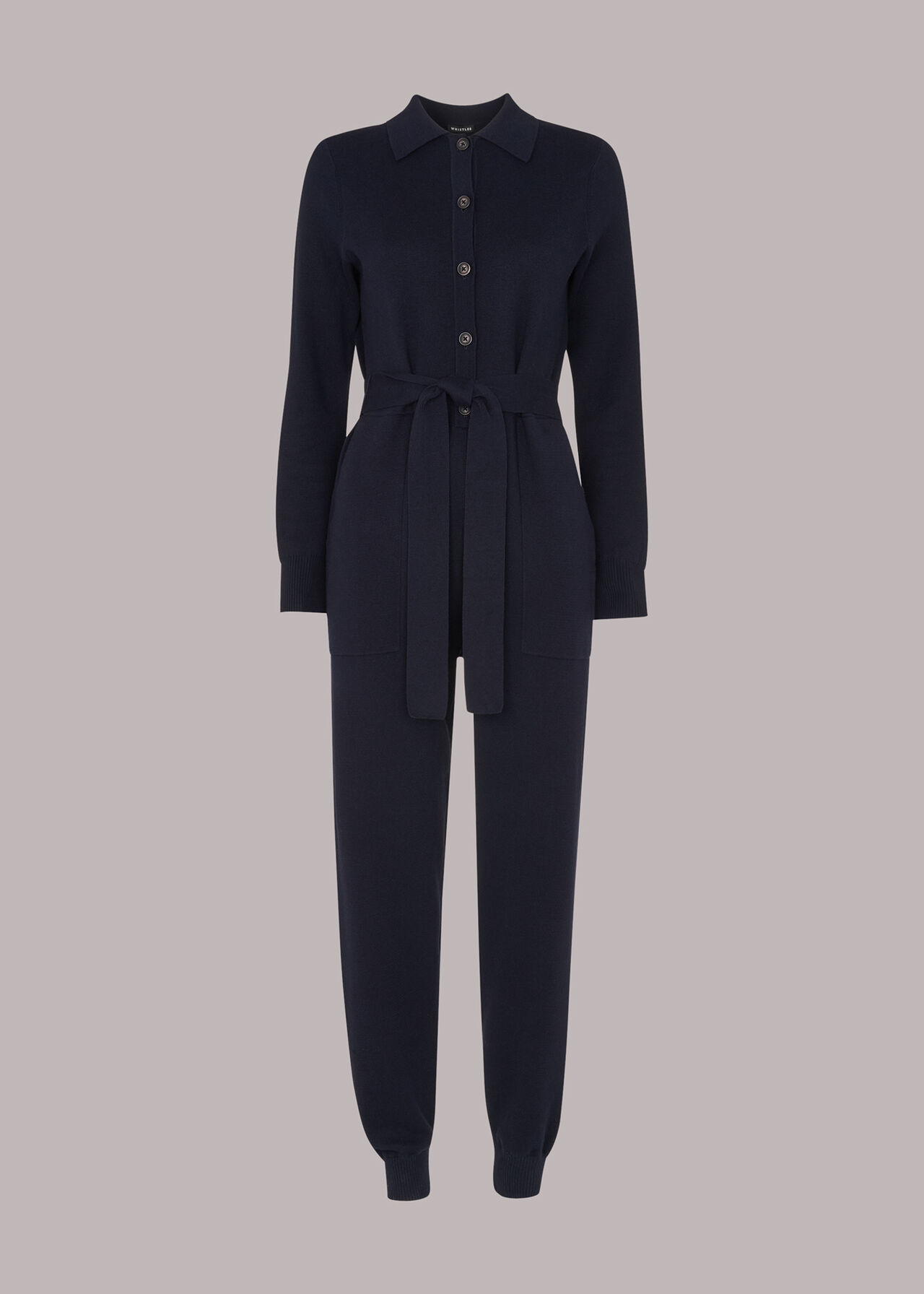 Knitted Button Front Jumpsuit