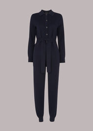 Knitted Button Front Jumpsuit