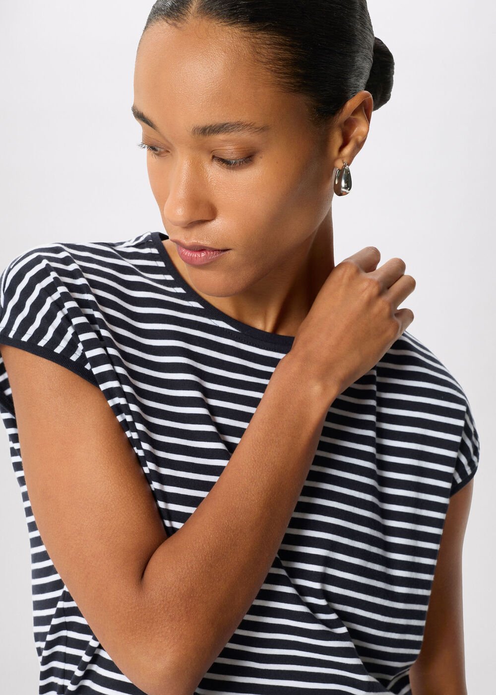 Stripe Cap Sleeve Tee