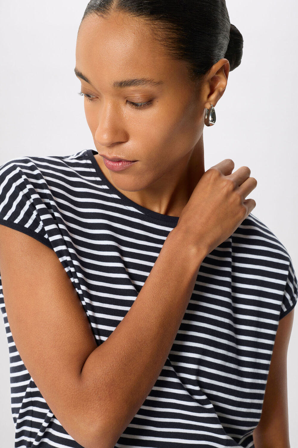 Stripe Cap Sleeve Tee