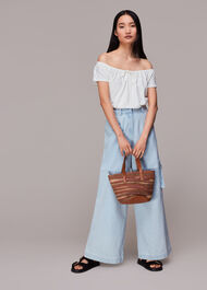 Drawstring Bardot Linen Top