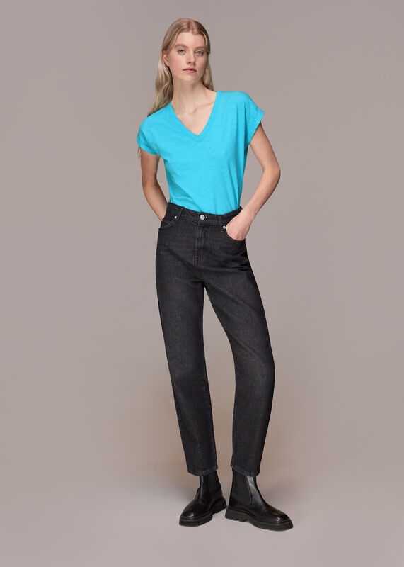 Willa V Neck Cap Sleeve Tee