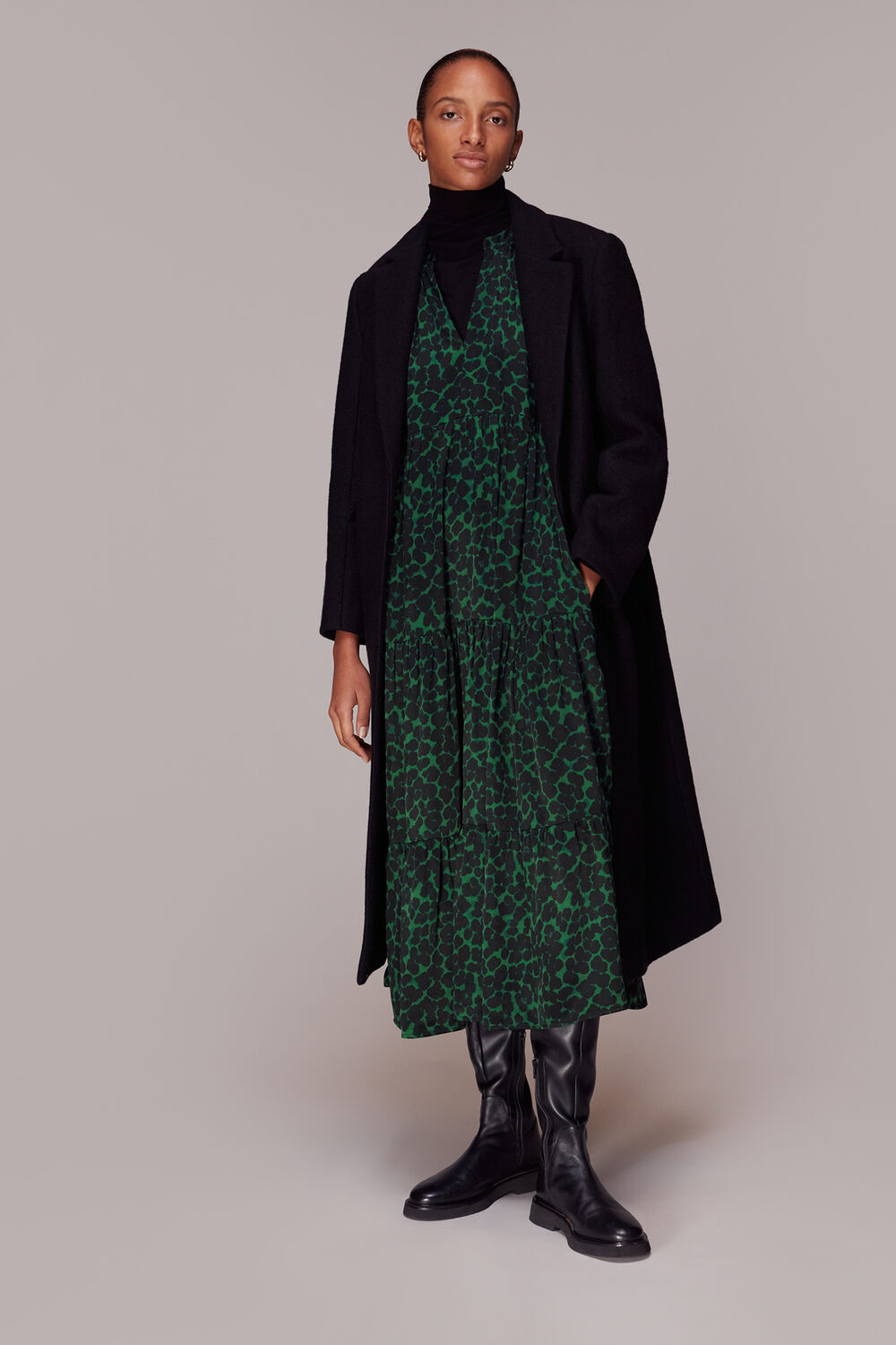 Green Smudge Animal Trapeze Dress