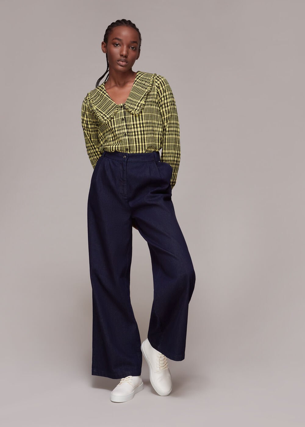 Masie Collar Detail Check Top