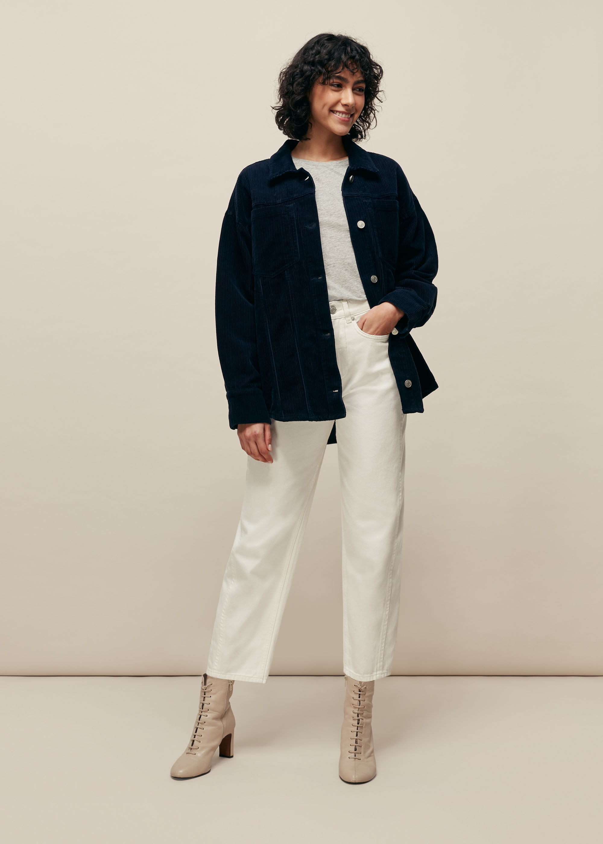 Navy Utility Cord Overshirt Jacket WHISTLES Whistles US
