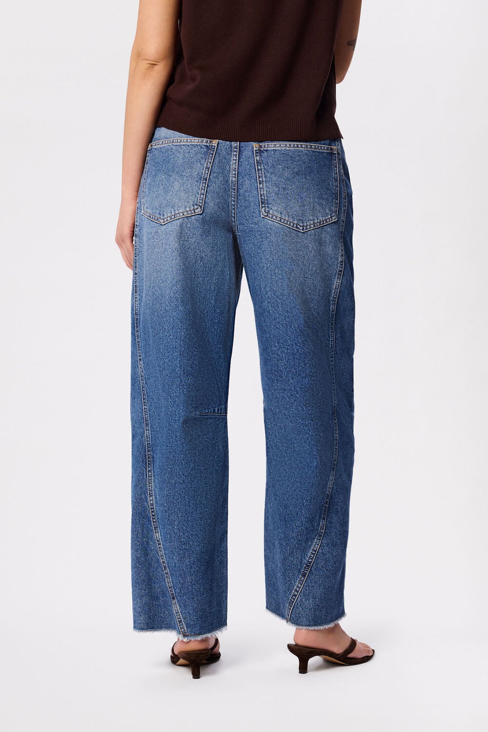 Denim Authentic Raw Hem Barrel Jean