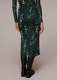 Night Cat Print Mesh Skirt