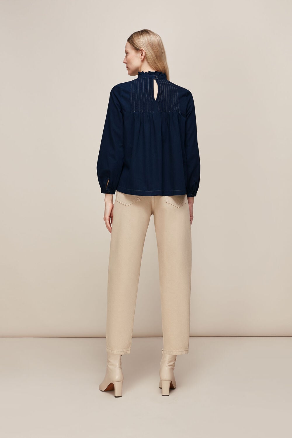 Maja Chambray Pintuck Top 