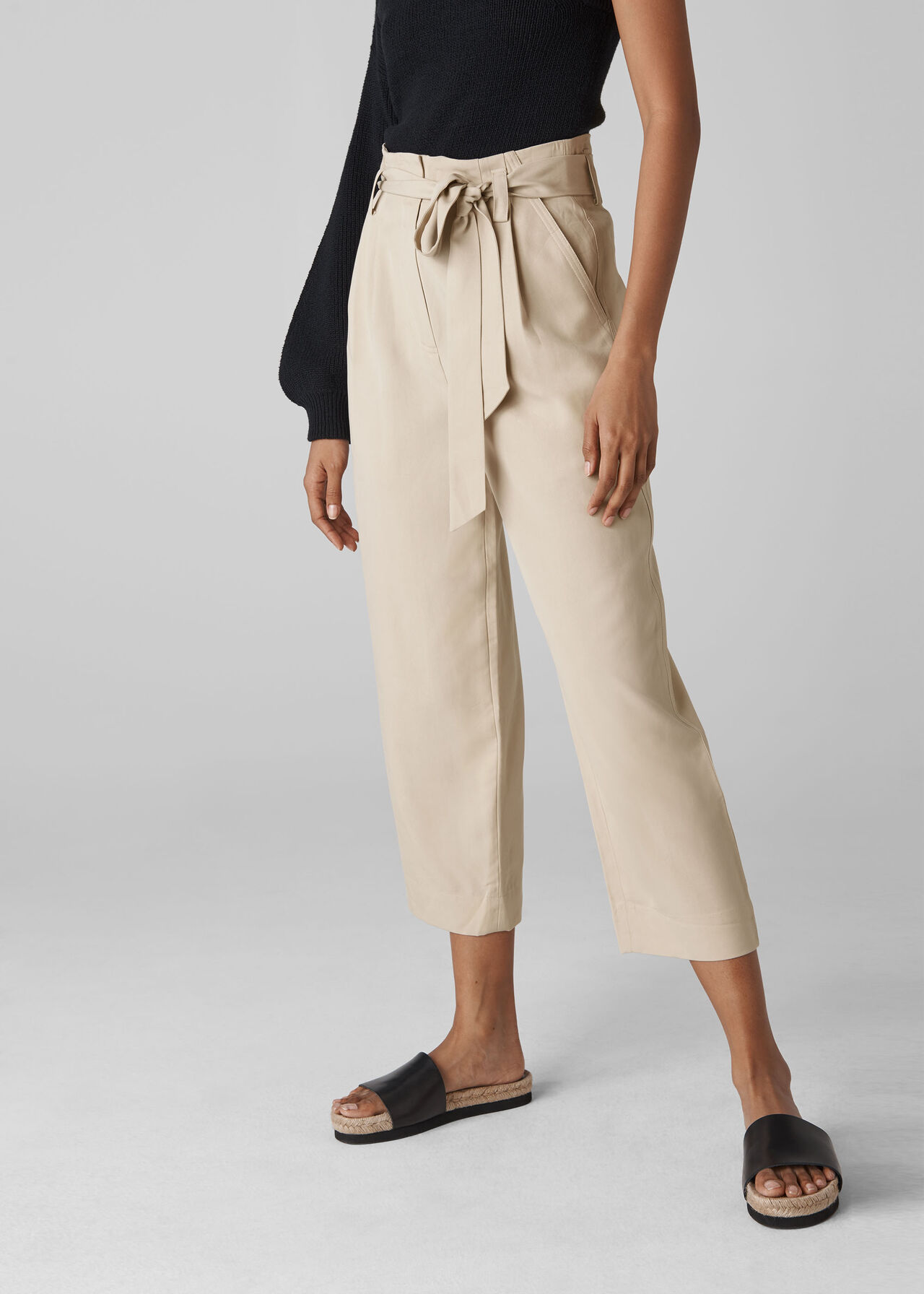 Paper Bag Belted Trouser Neutral