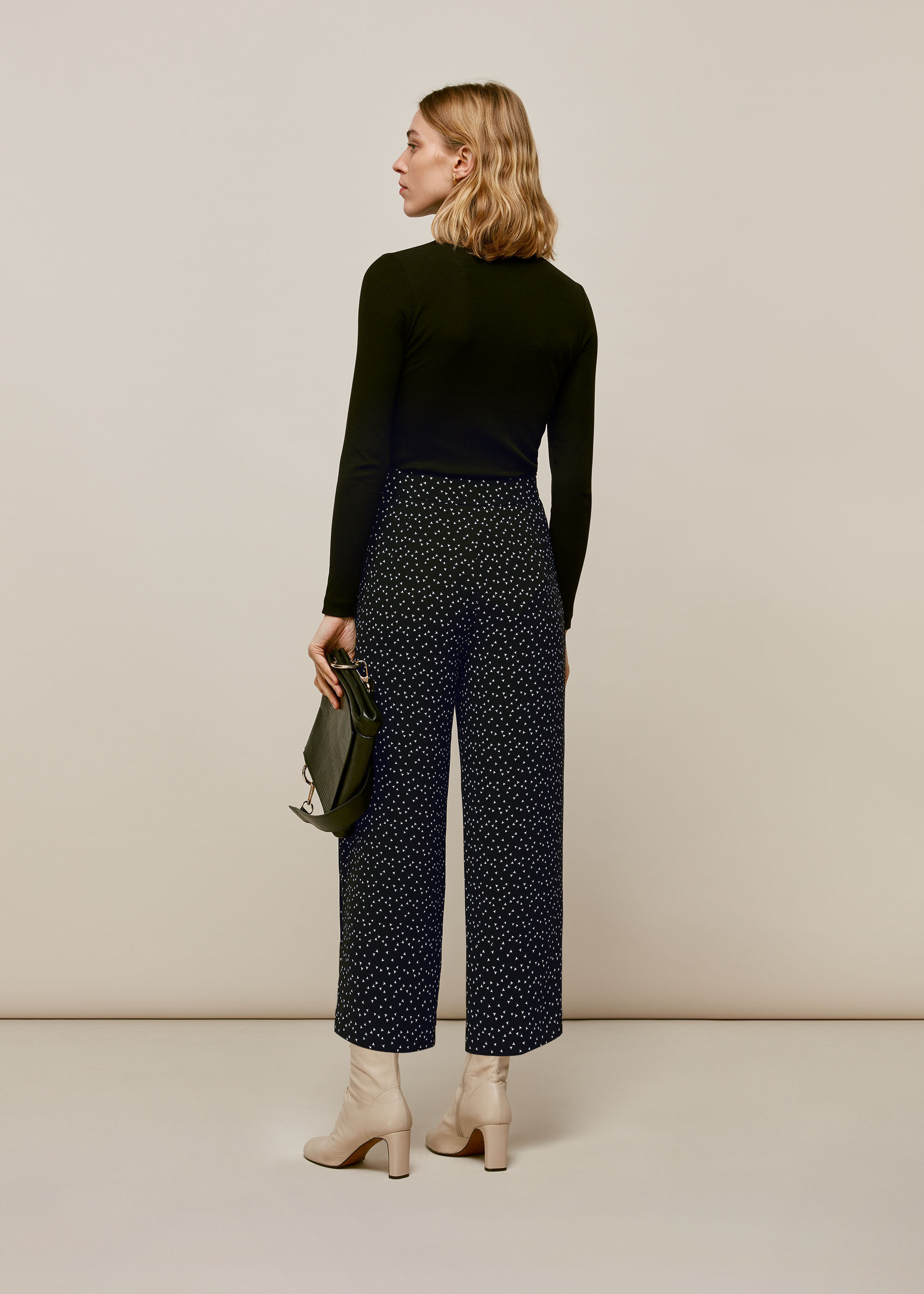 Black/Multi Micro Triangle Crepe 