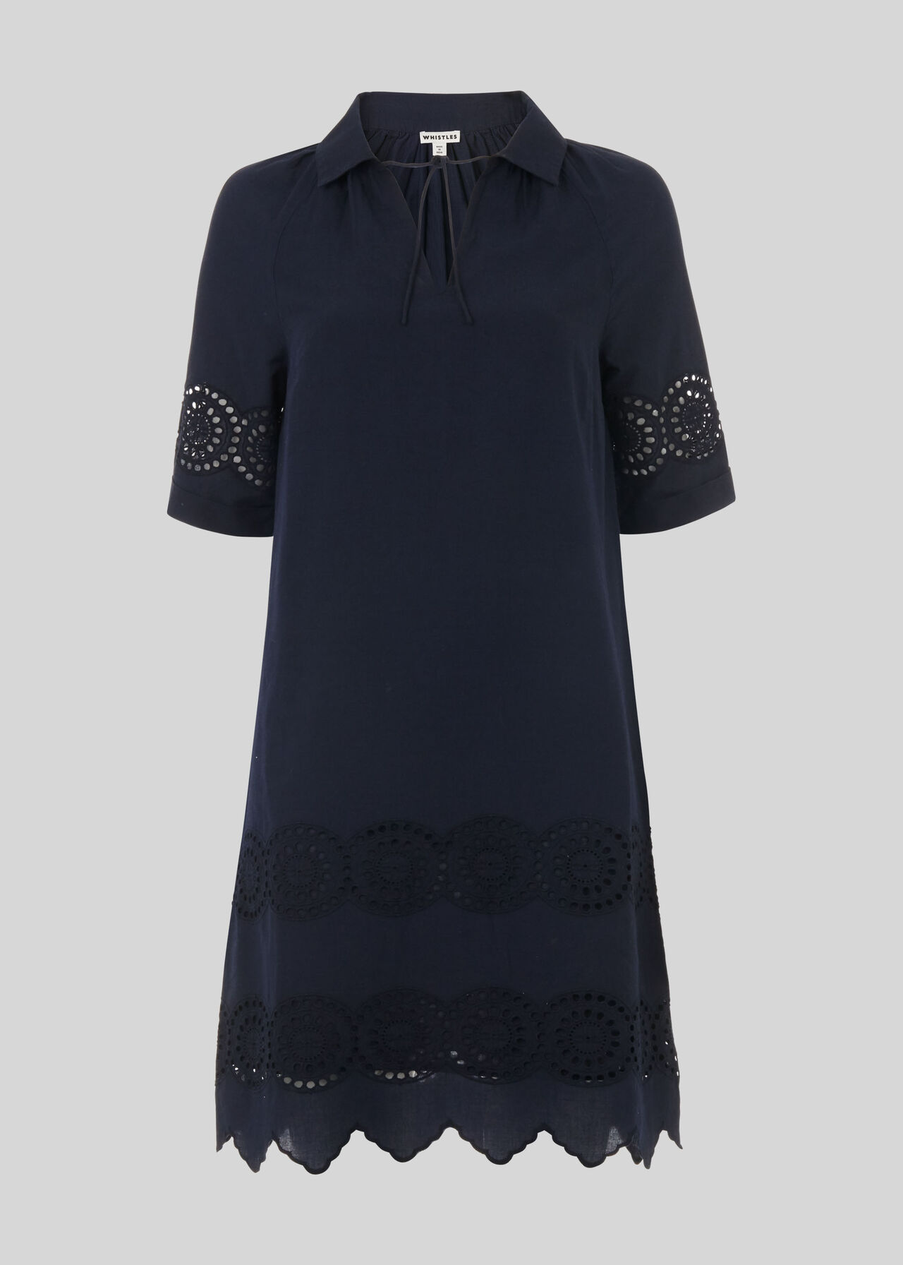 Broderie Shirt Dress Navy