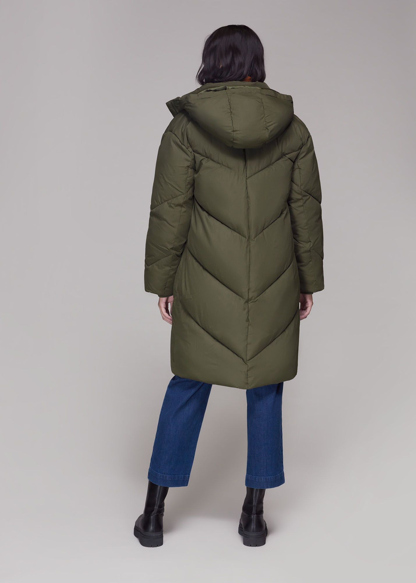 Khaki Tessa Hooded Longline Puffer WHISTLES