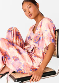 Petite Floral Button Front Jumpsuit