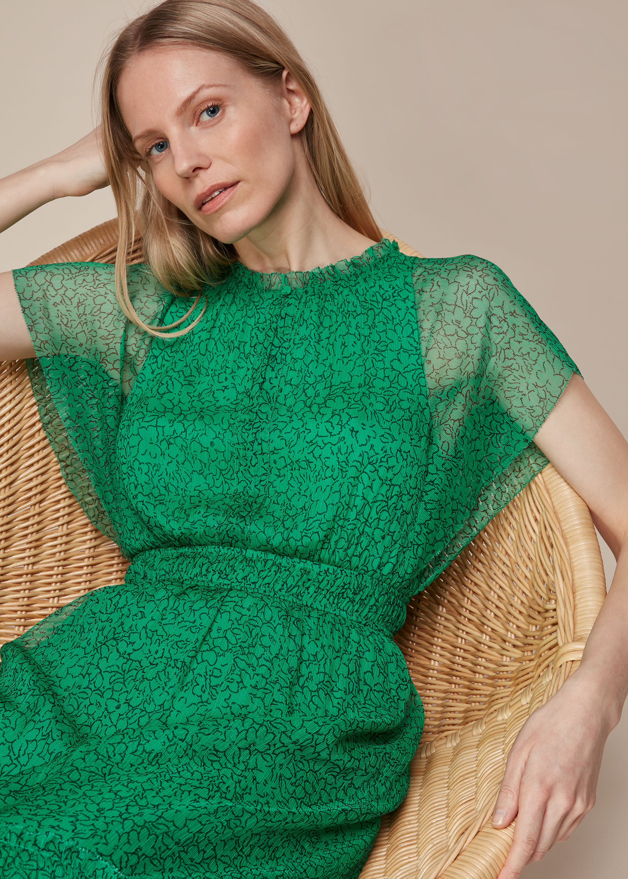 green frill dress