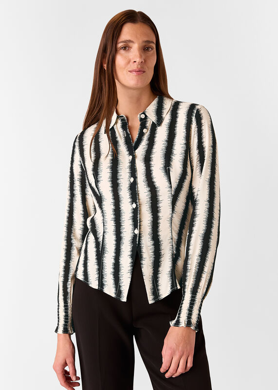 Ivory Petite Hazy Stripe Fitted Shirt