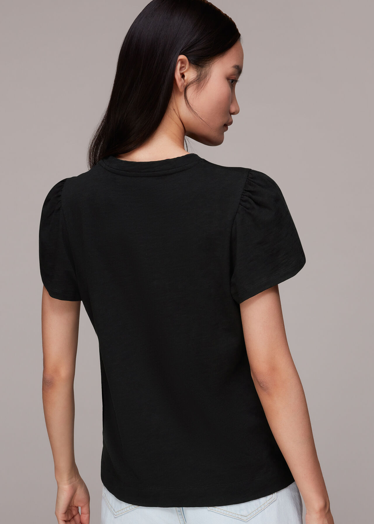 Cotton Frill Sleeve T Shirt