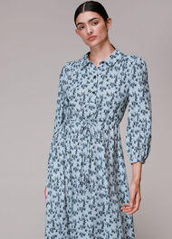 Swallows Print Midi Dress