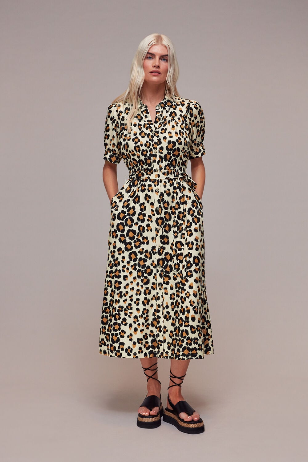 Petite Painted Leopard Midi Dress