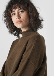 Soft Roll Neck Wool Sweater Khaki