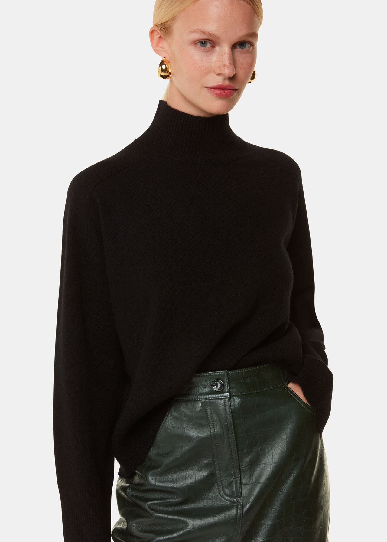 Delia Croc Leather Skirt