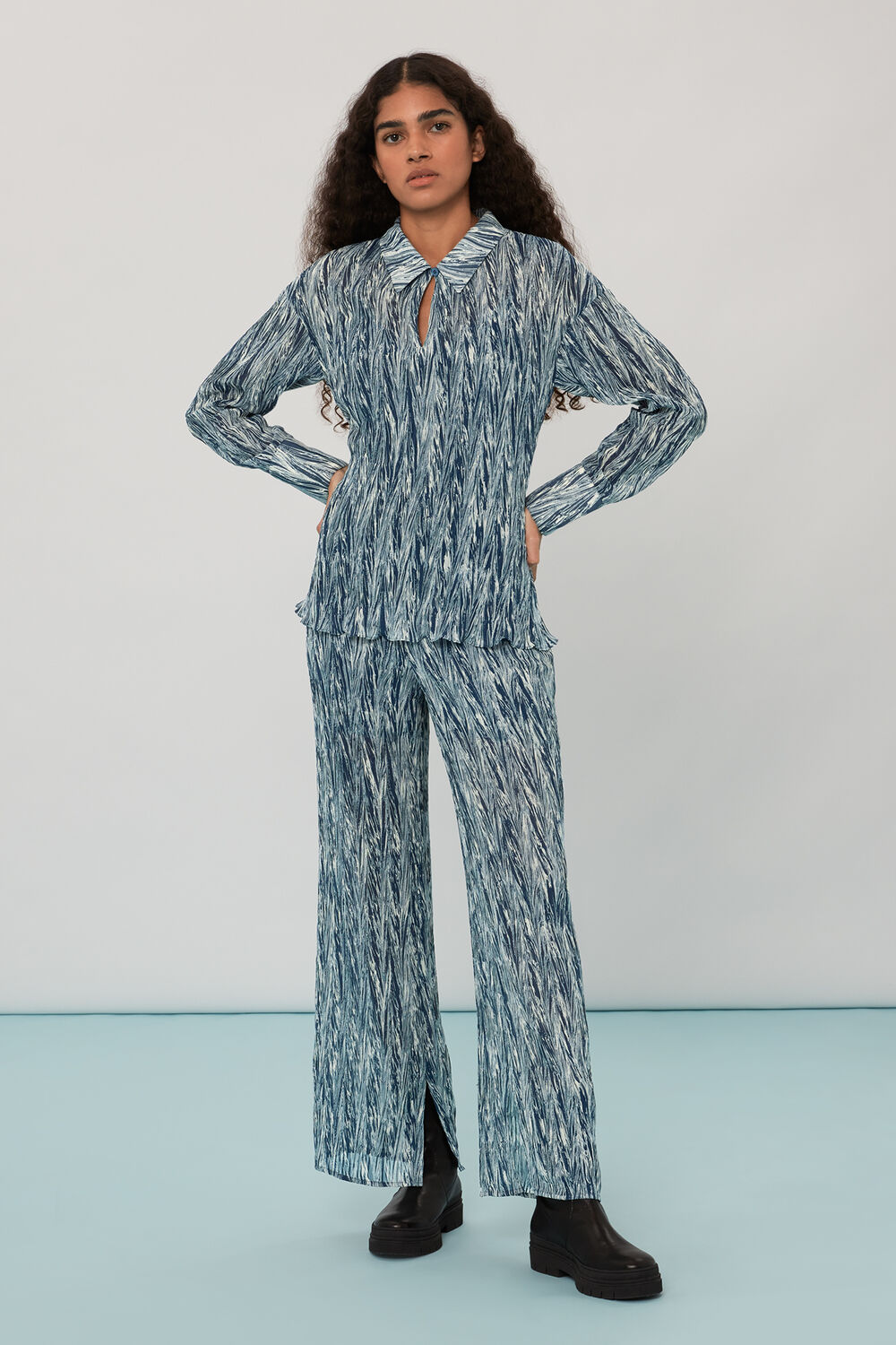 Marble Stripe Plisse Trousers