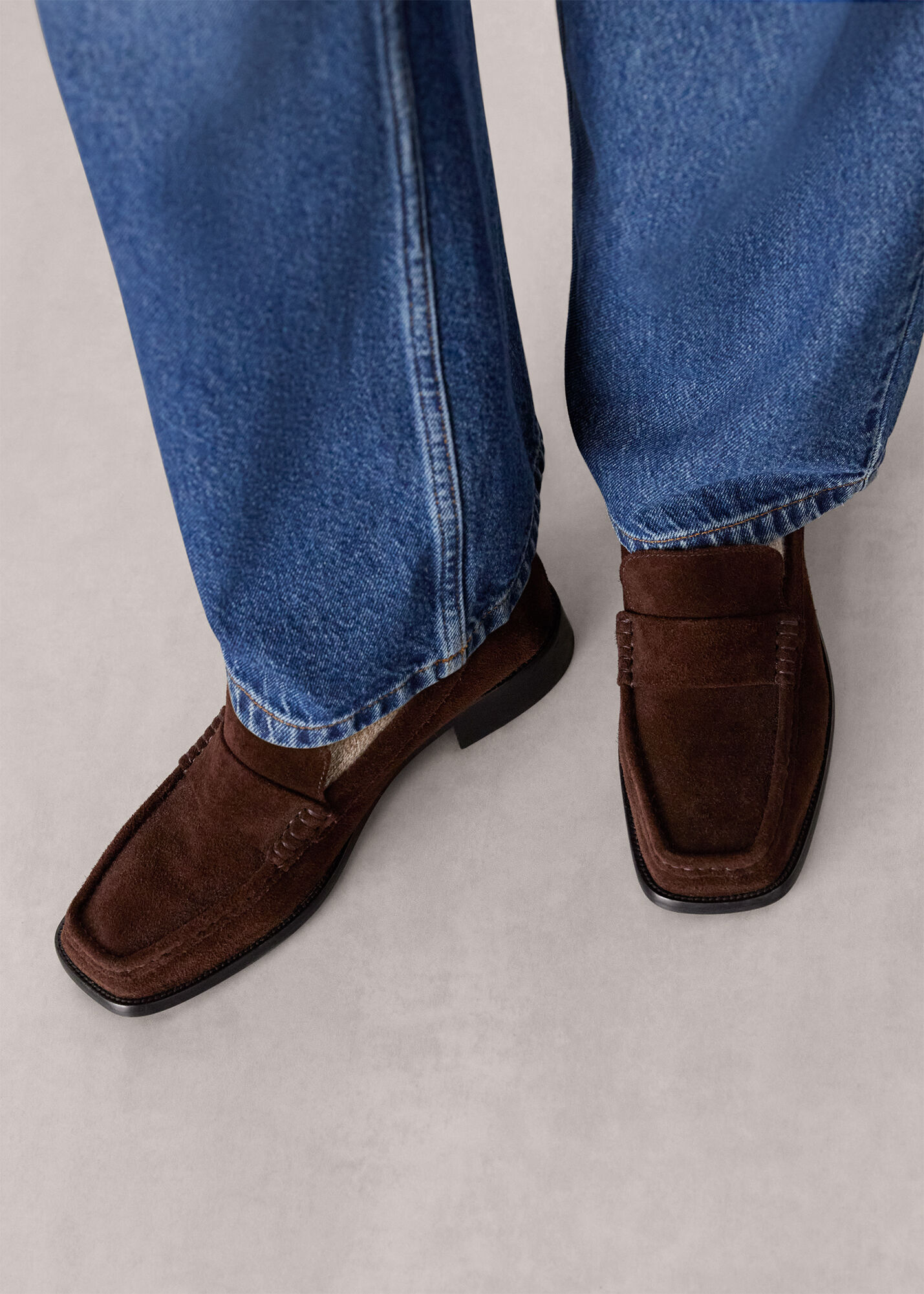 Chocolate Mora Suede Square Toe Loafer | WHISTLES | Whistles US |