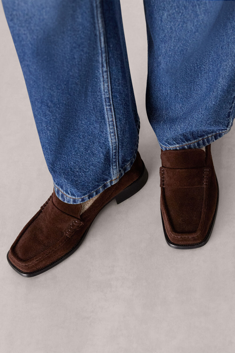 Chocolate Mora Suede Square Toe Loafer