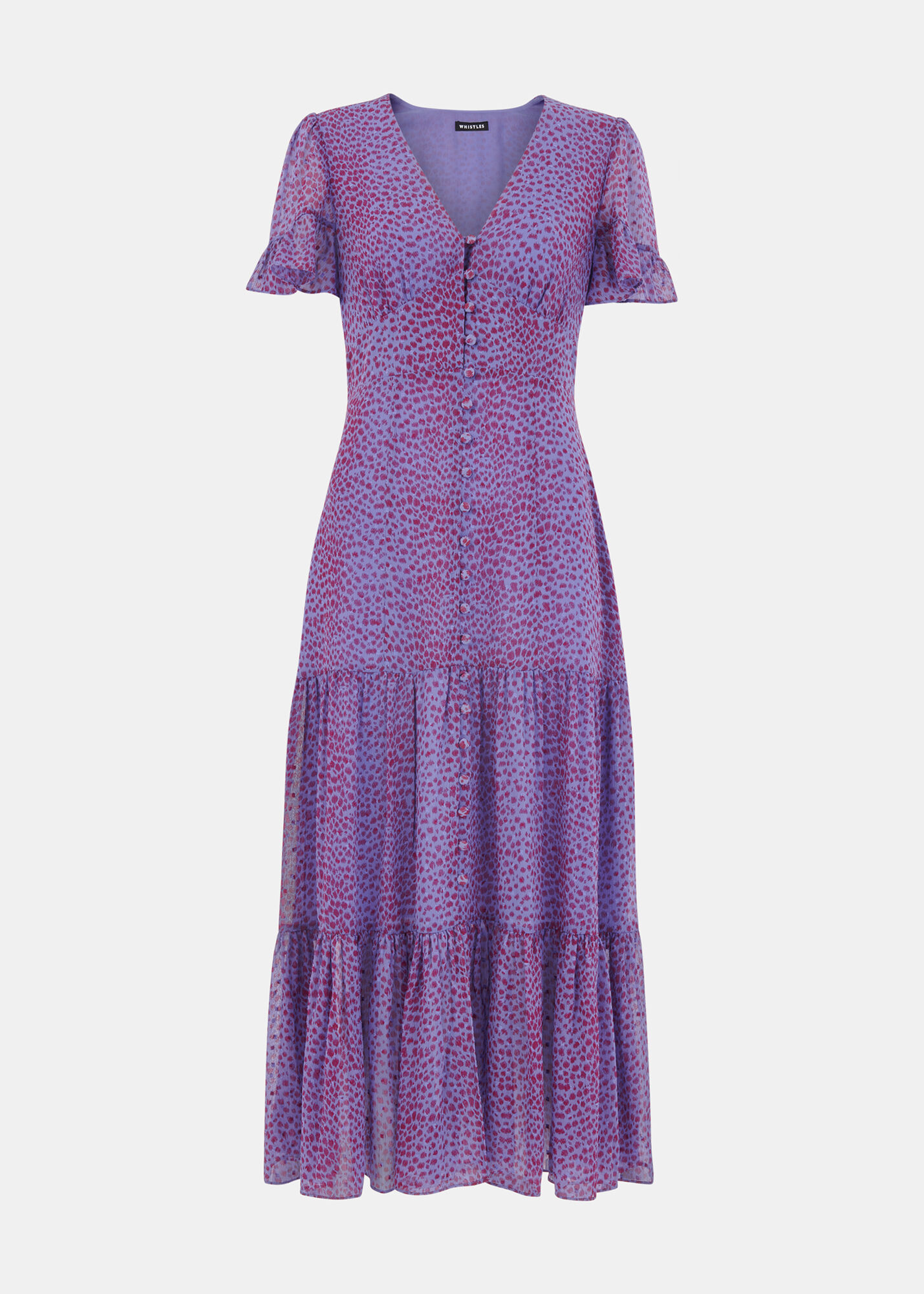 Purple/Multi Sketched Cheetah Dobby Dress | WHISTLES | Whistles US |
