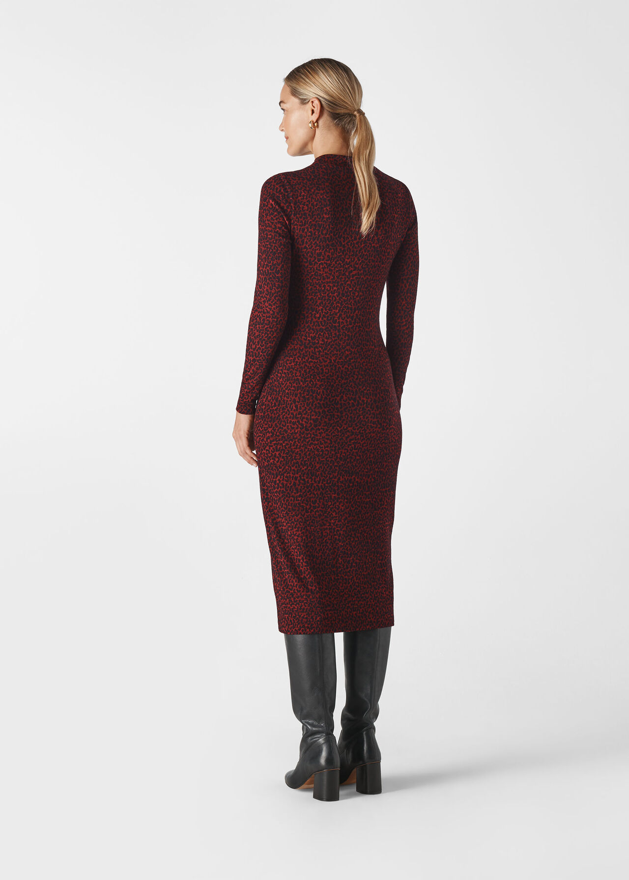 Animal Jersey Jacquard Dress Burgundy