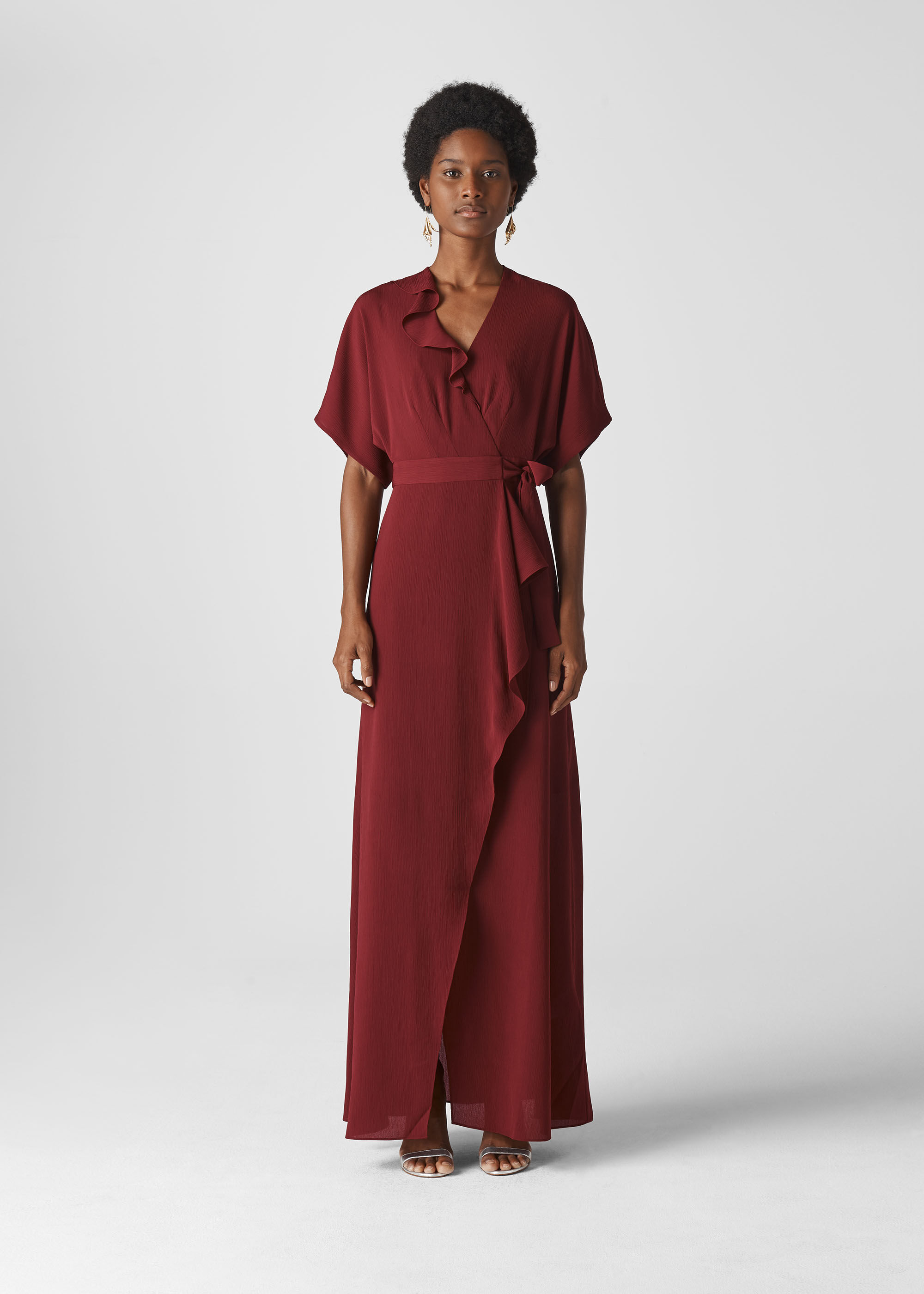 nova frill wrap maxi dress