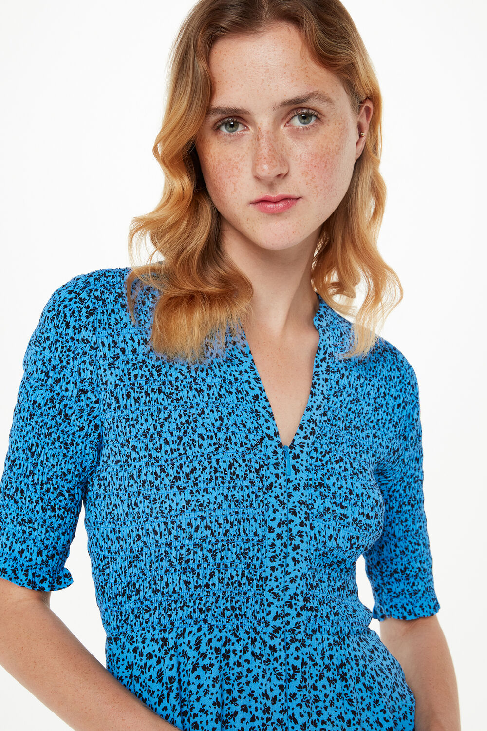 Micro Bouquet Shirred Dress