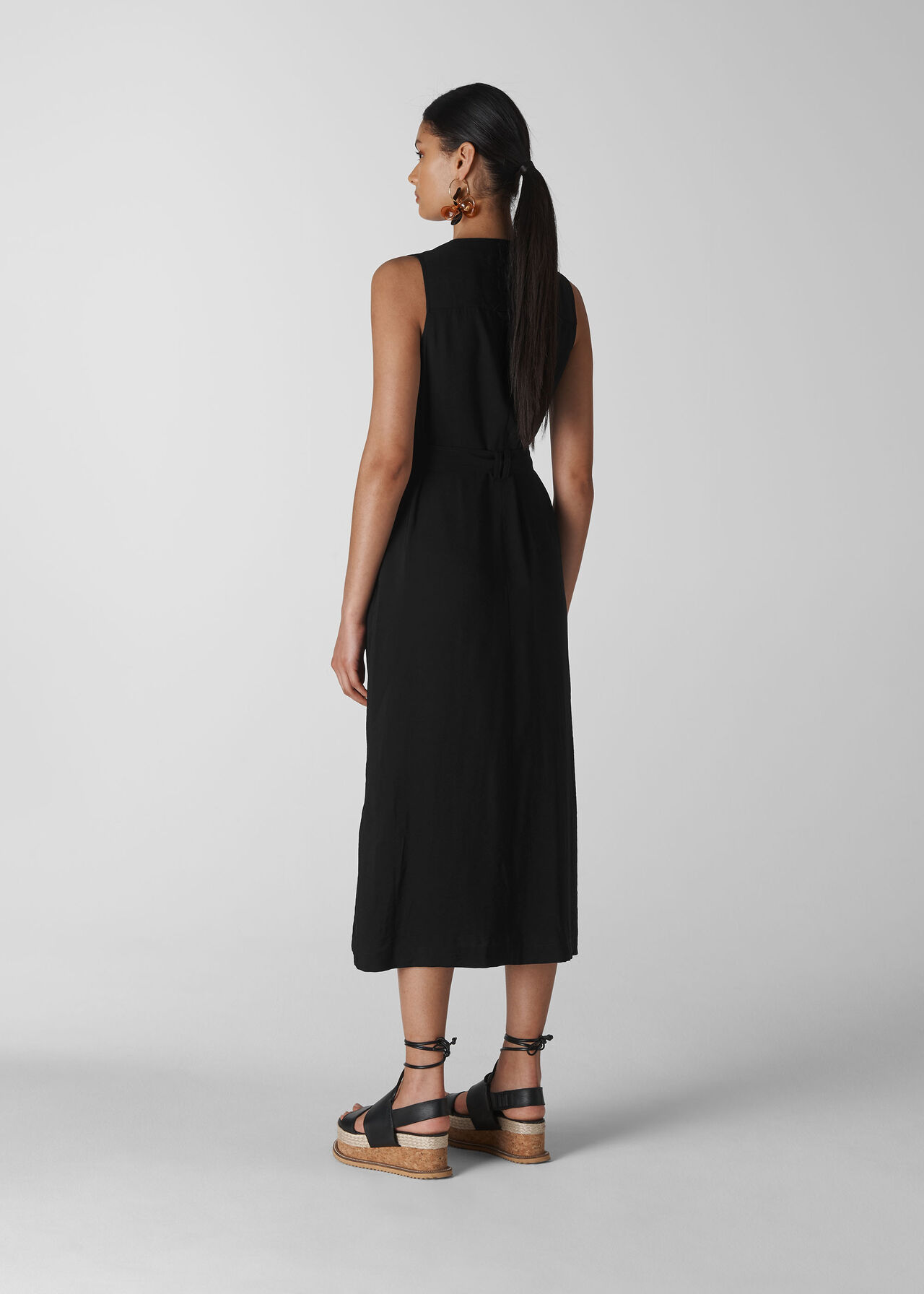 Black Cody Button Through Dress | WHISTLES