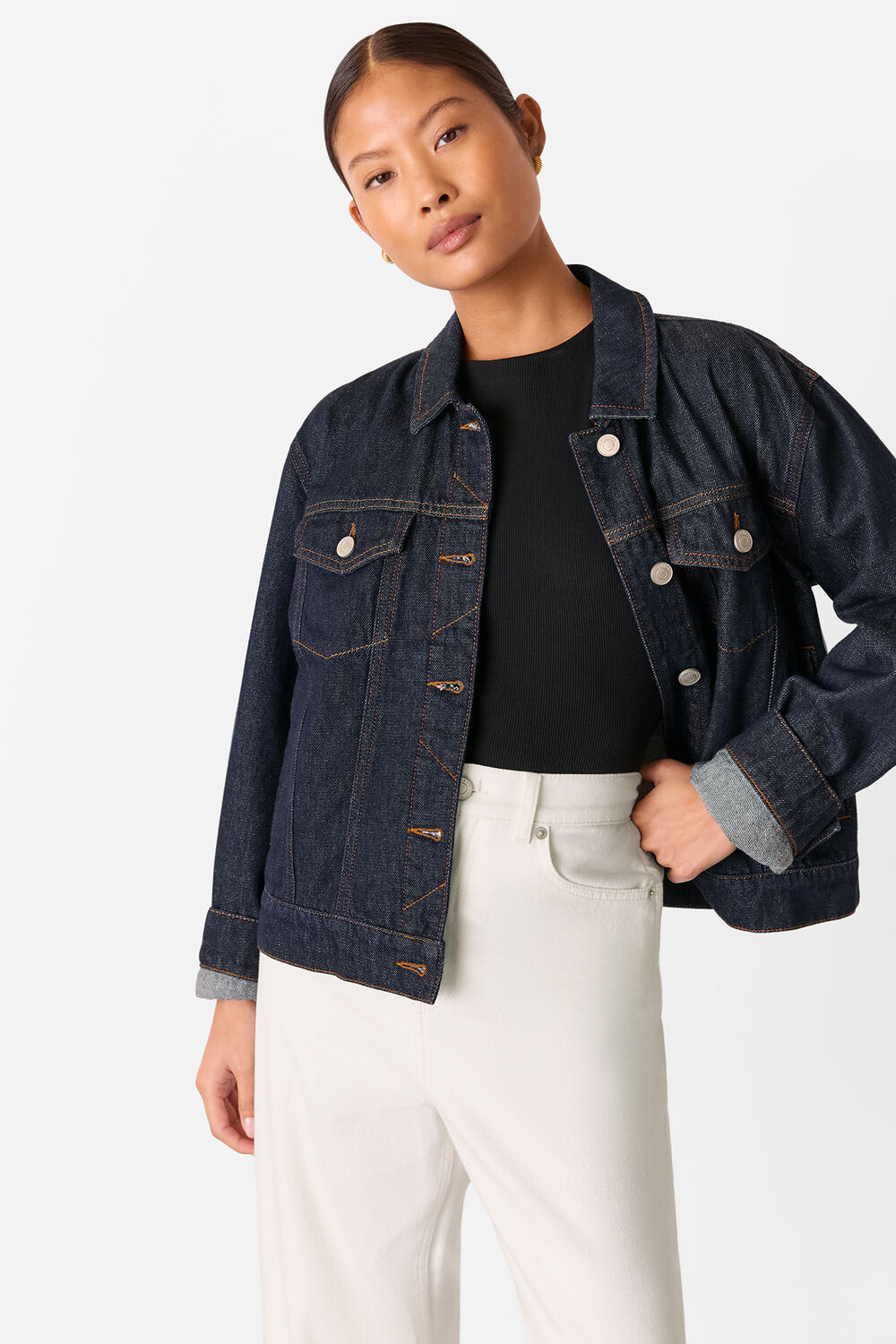 White Petite Authentic Barrel Leg Jean