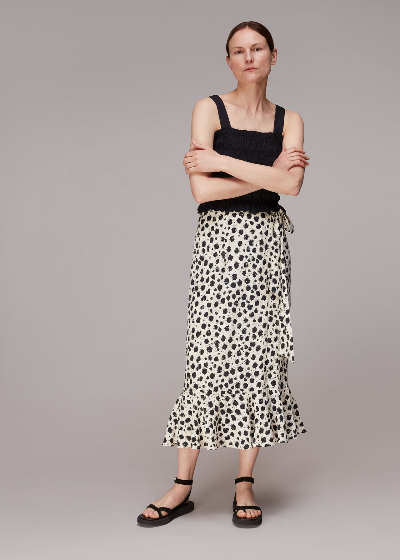 Brushed Dalmatian Wrap Skirt