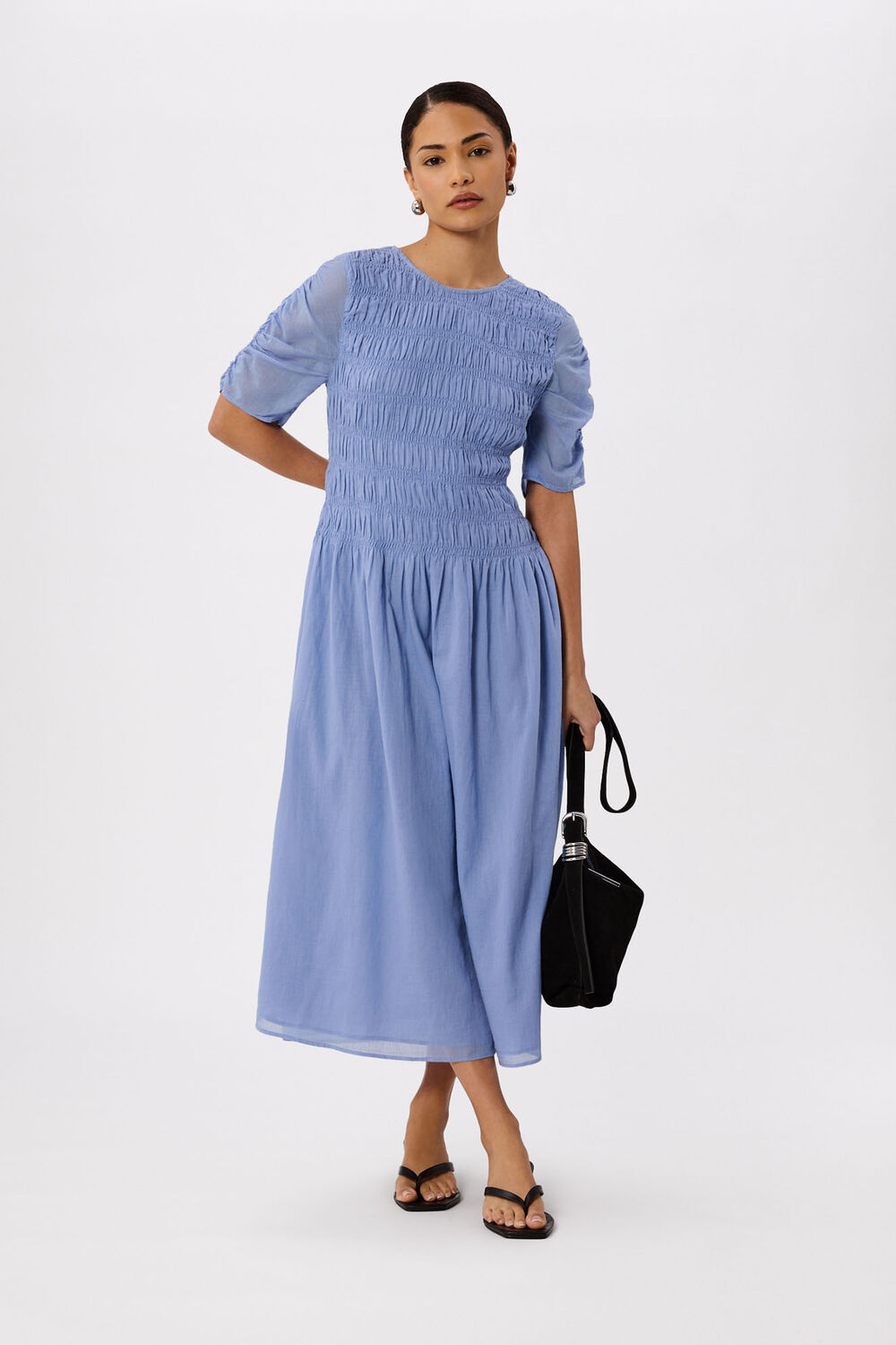 Pale Blue Petite Avery Smocked Dress