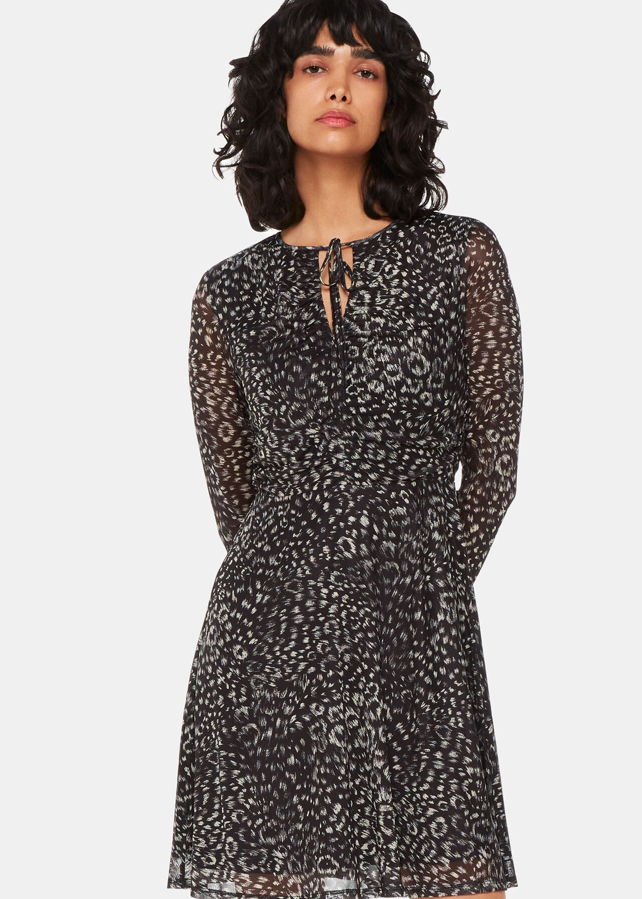 Feather Leopard Flippy Dress