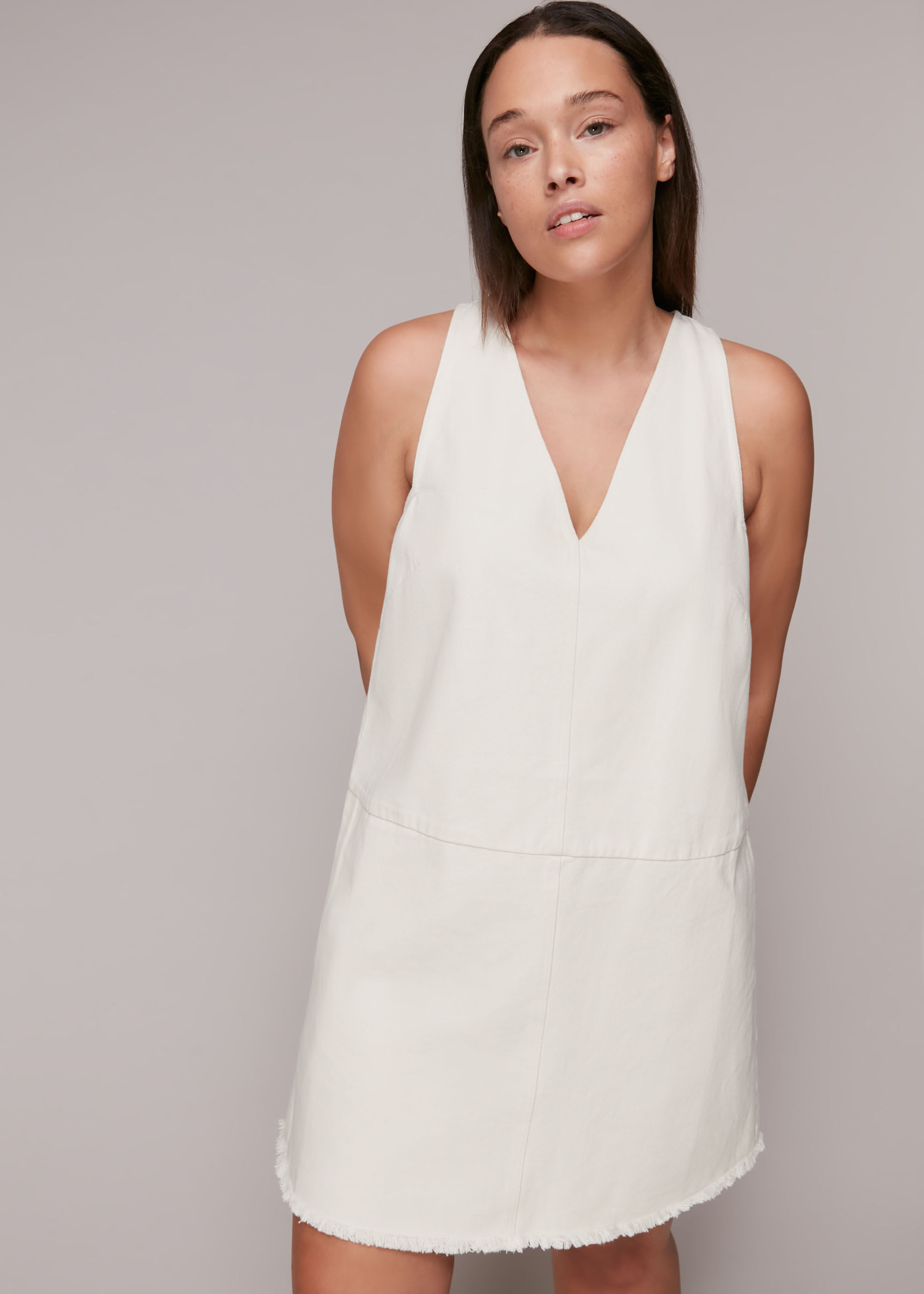 V neck 2025 denim dress