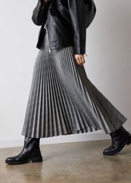 Petite Check Pleated Midi Skirt