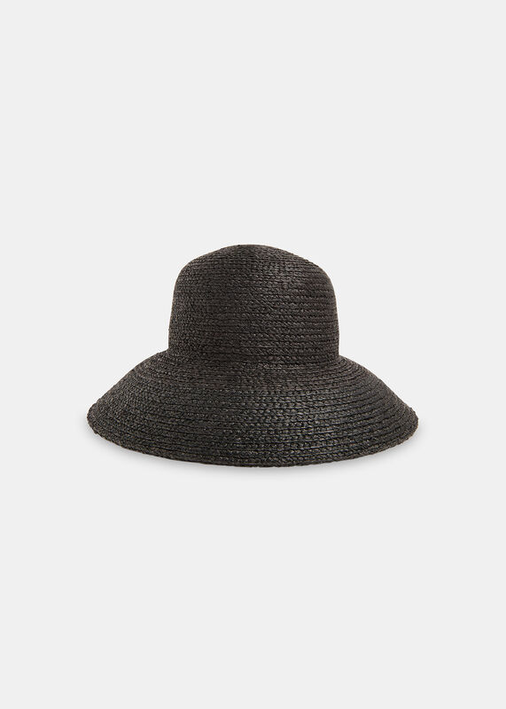 Black Wide Brim Straw Hat