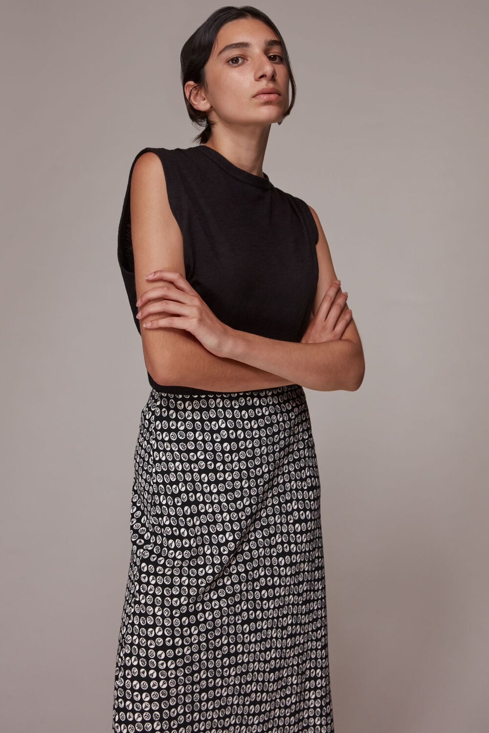 Landmark Print Bias Cut Skirt