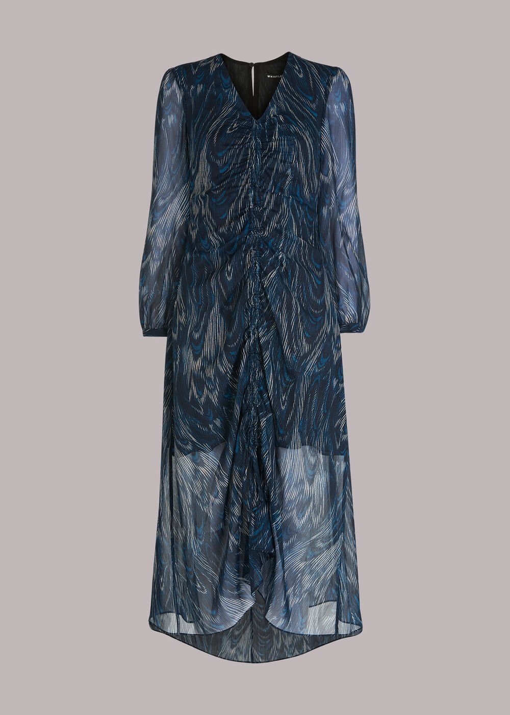 Wave Print Ruched Dress