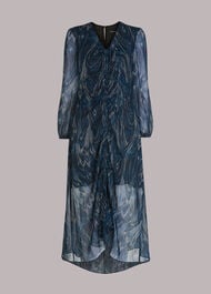 Wave Print Ruched Dress