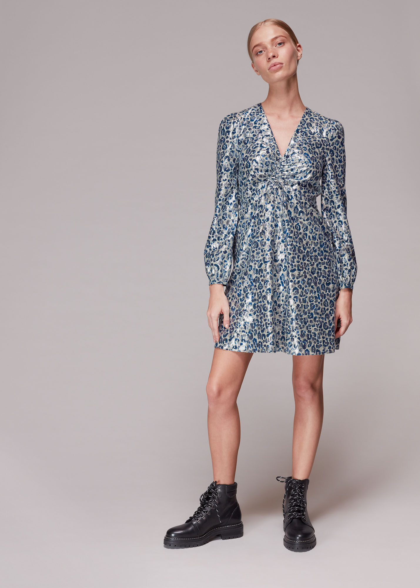 Multicolour Josie Metallic Silk Mix Dress WHISTLES