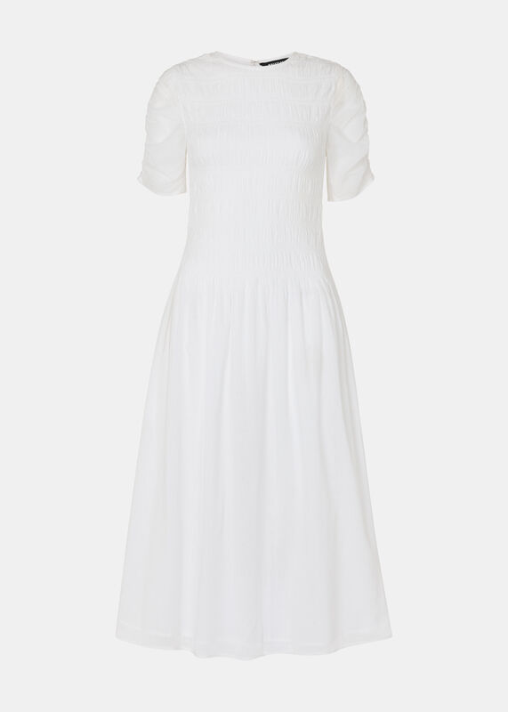 White Avery Smocked Dress