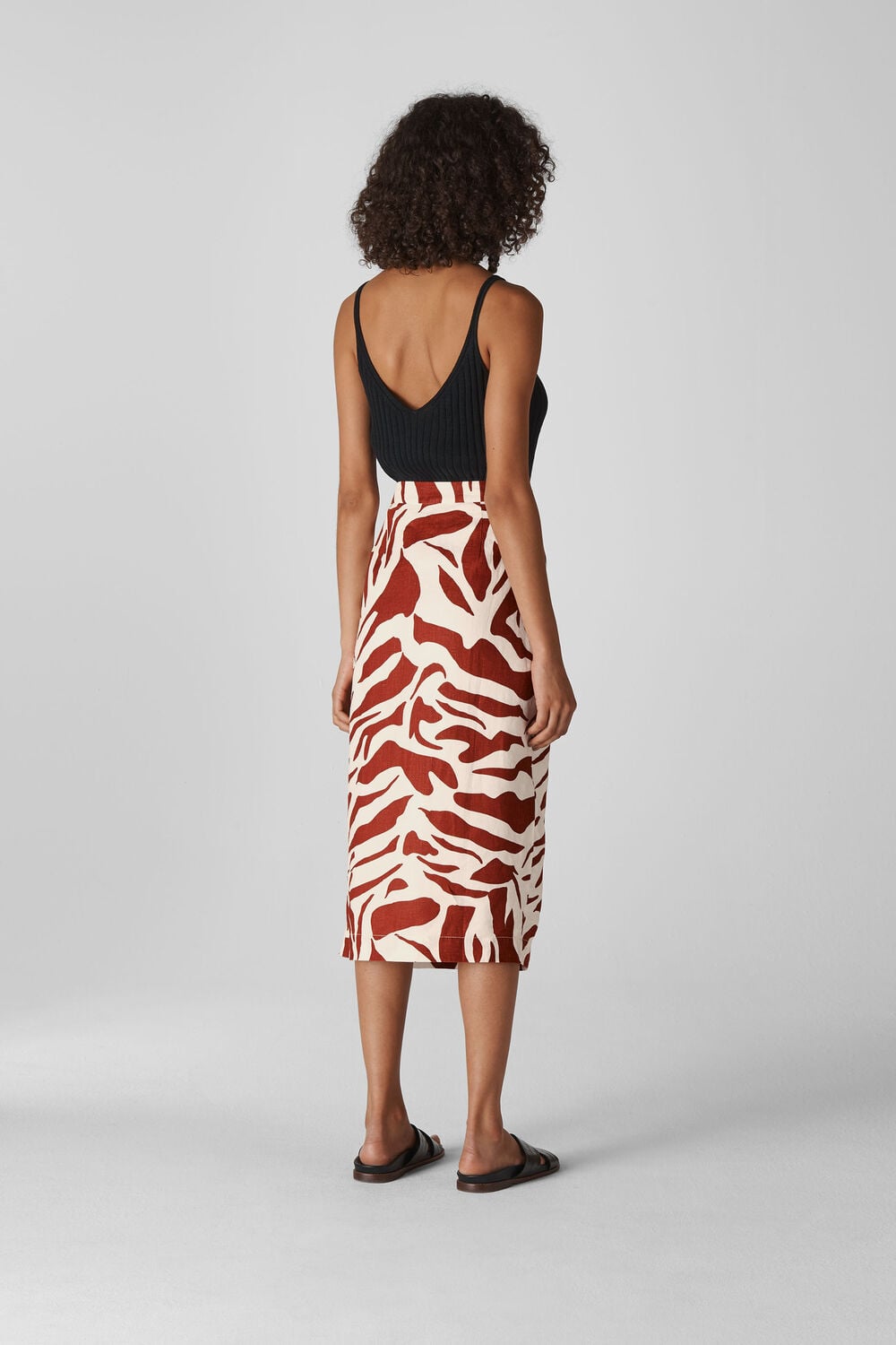 Graphic Zebra Linen Skirt Multicolour