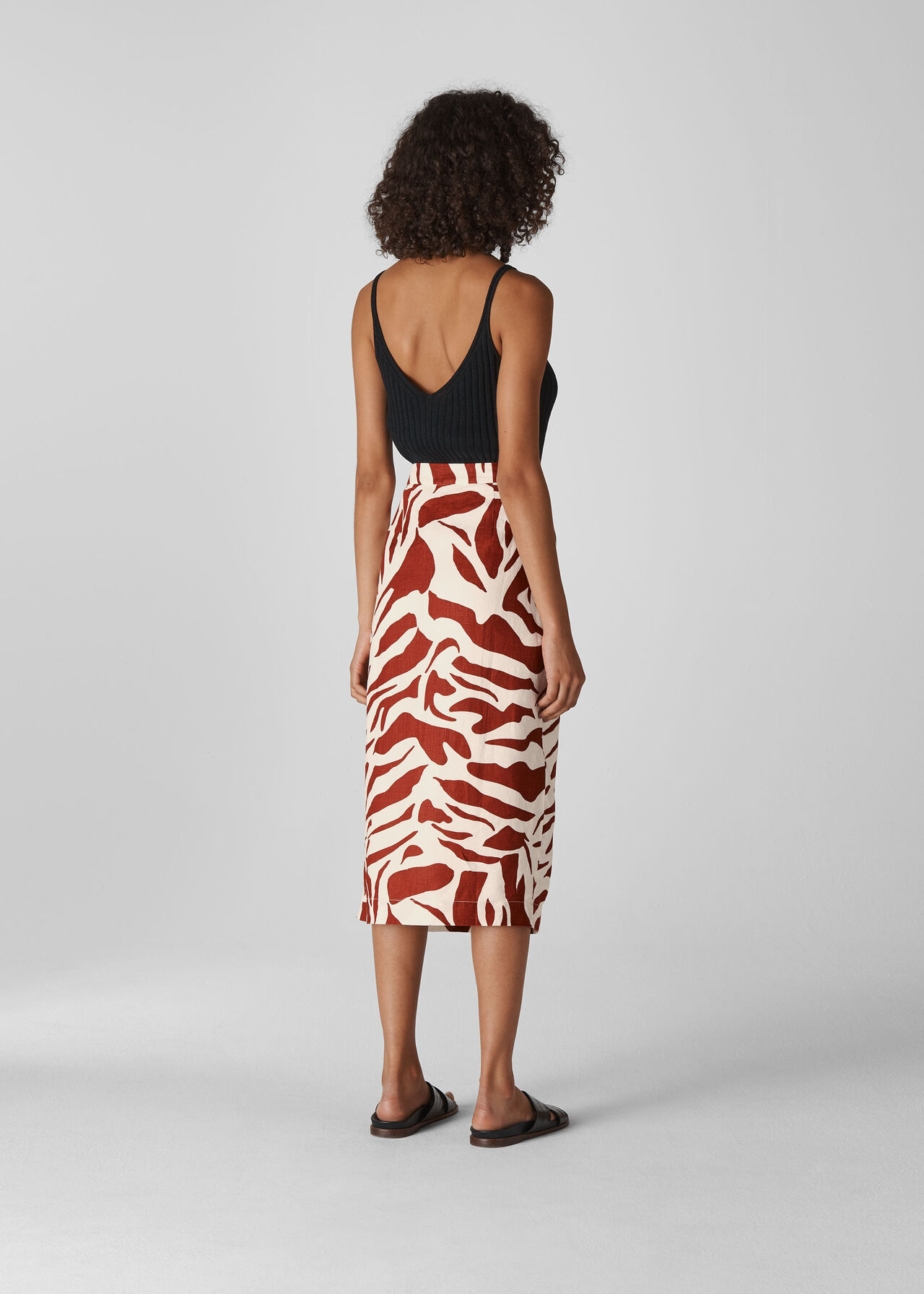 Graphic Zebra Linen Skirt Multicolour