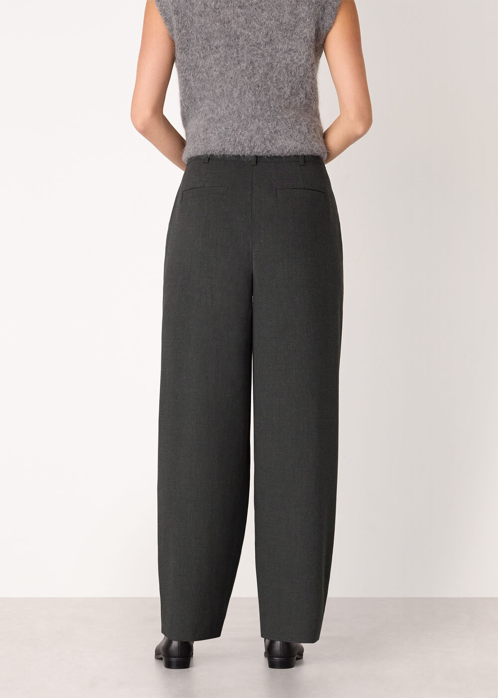 Petite Wool Blend Barrel Trouser