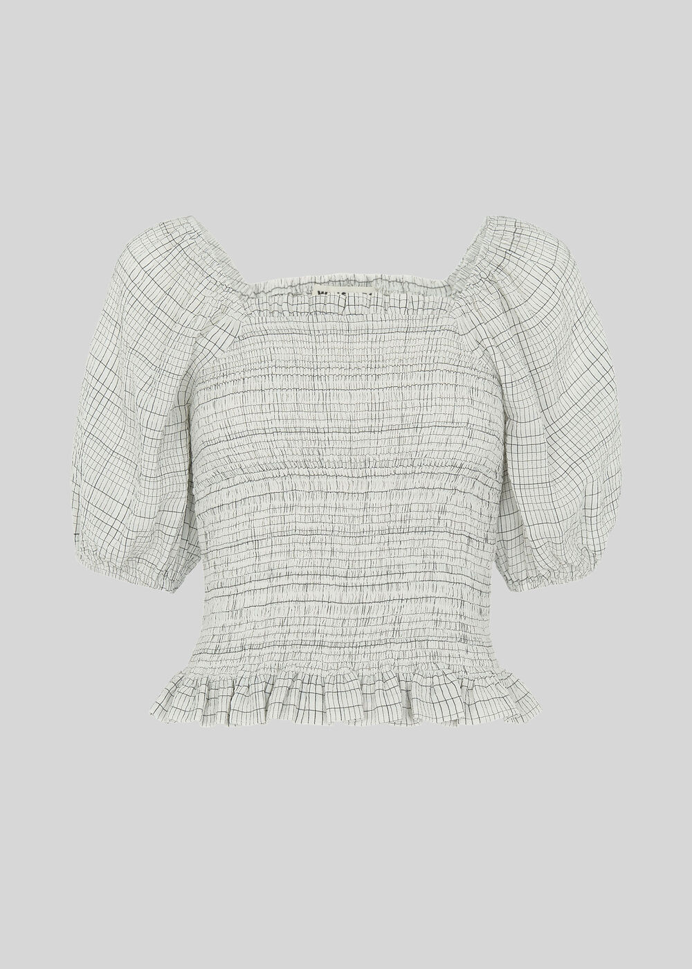 Louise Check Smocked Top White/Multi