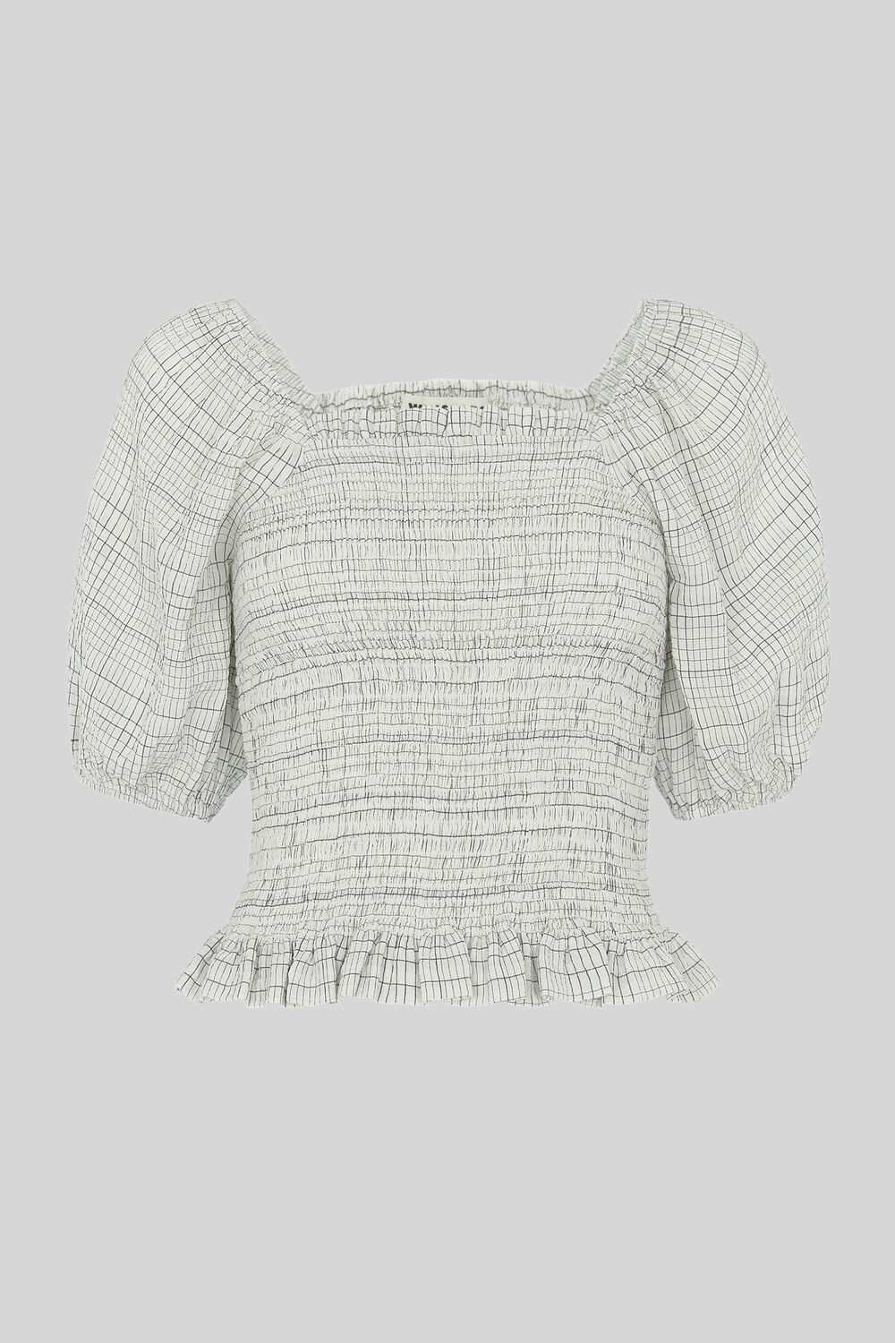 Louise Check Smocked Top White/Multi