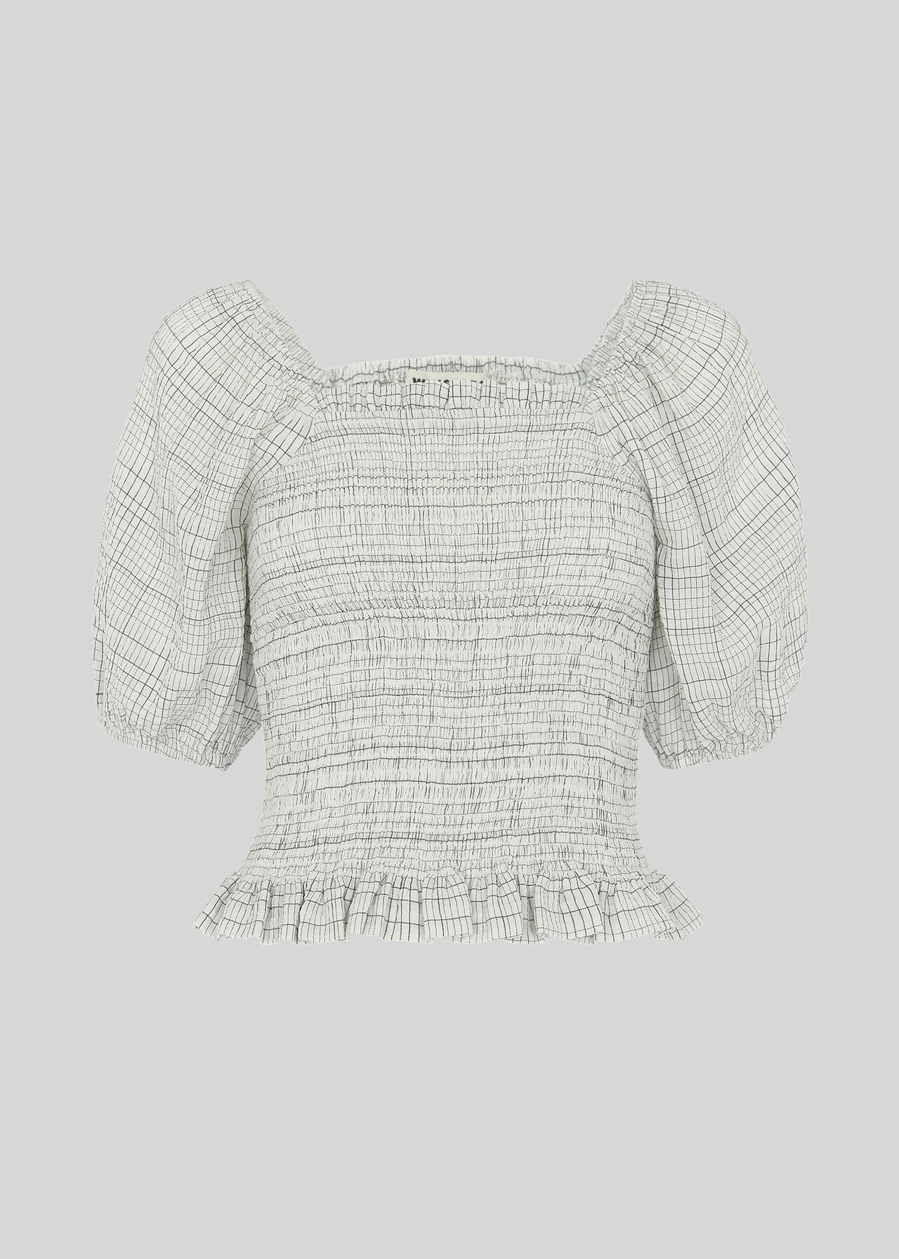 Louise Check Smocked Top White/Multi